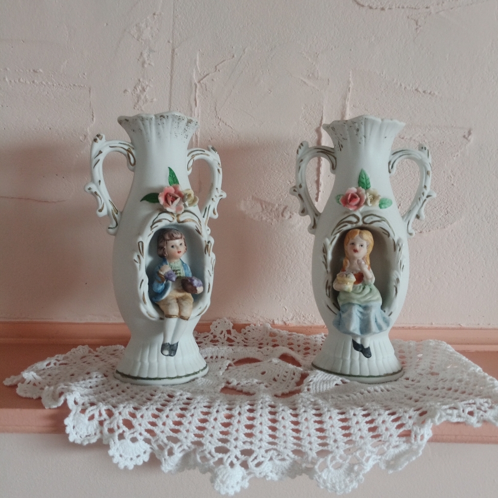 Bisque Porcelain Double Handled Vase